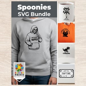 Pakiet Spoonie Life SVG, zabawny obraz przewlekłej choroby w formacie PNG, drzemka dla profesjonalistów, brak łyżek, koszulka dla zmęczonych, duma z niepełnosprawności, natychmiastowe pobieranie