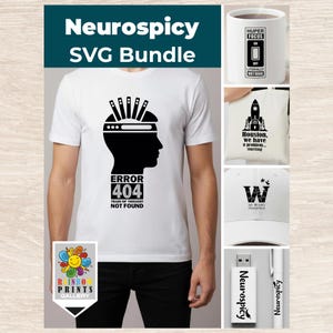 Pacchetto SVG ADHD, PNG Neurospicy divertente per Cricut, maglietta per disfunzione esecutiva, iperfocus, dopamina, salute mentale, download istantaneo