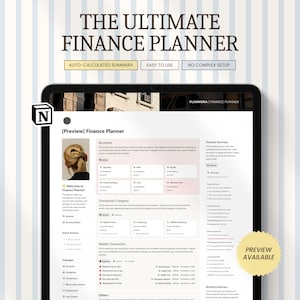 Modèle de planificateur Notion Finance : budget mensuel, dépenses, économies et suivi des factures