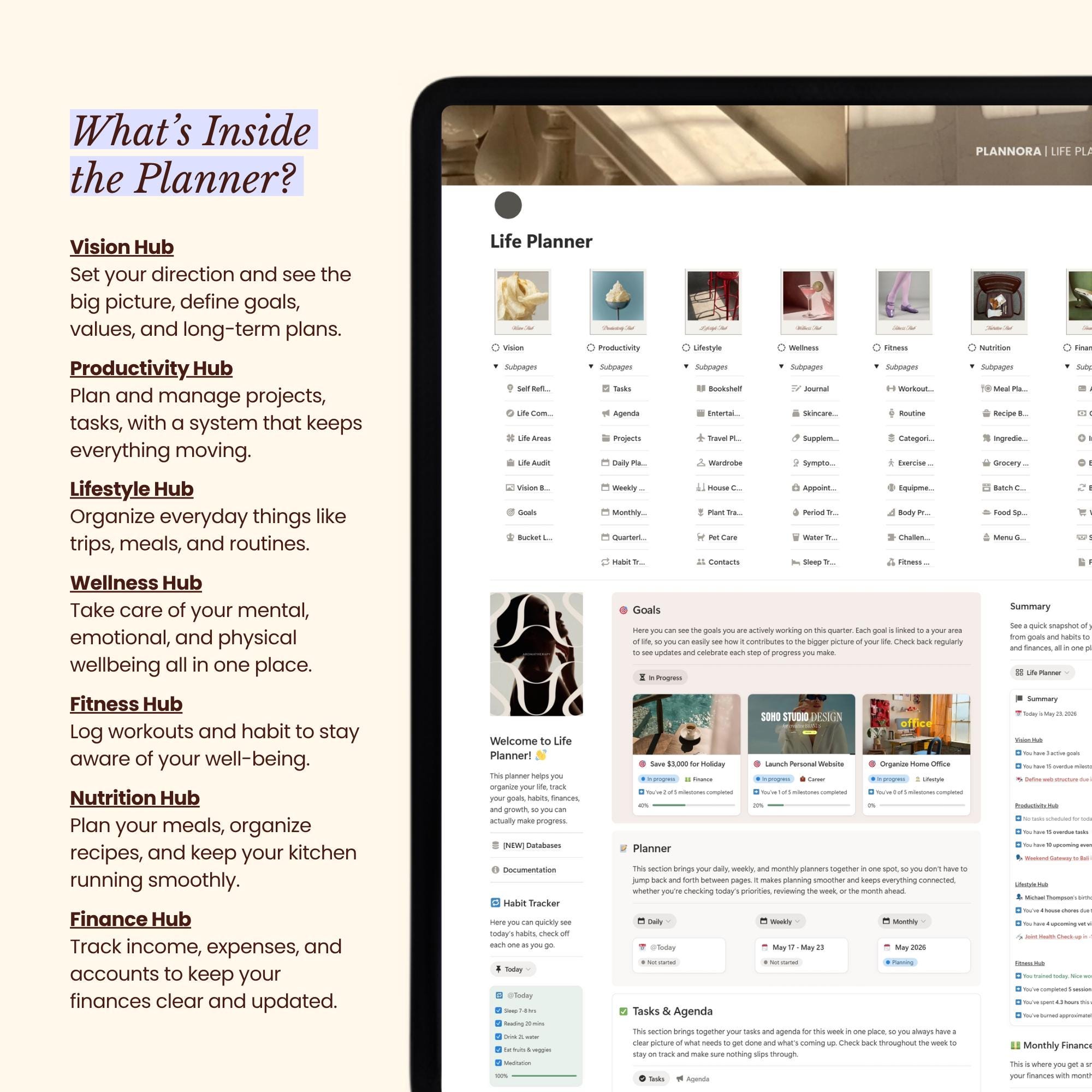 Notion Template Digital Planner Life Organizer Productivity Dashboard ...
