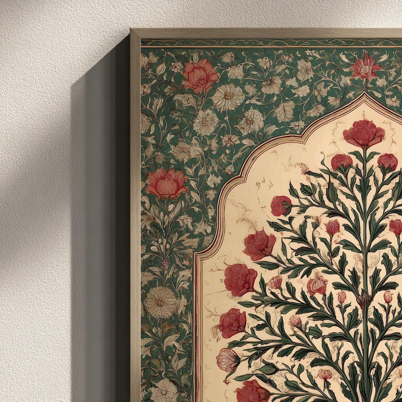 Mughal Pattern Tree Mughal Tree of Life Print, Indian Wall Art, Pichwai Botanical Poster ...