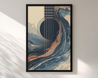 Acoustic Guitar Wall Art, Abstract Music Wall Decor, Digital Download