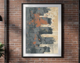 Gray Beige Grunge Wall Art, Industrial Wall Decor, Digital Download
