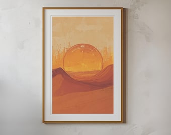 Desert Sunset Wall Art, Burnt Orange Abstract Artwork, Digital Download