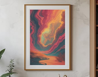 Psychedelic Desert Wall Art – Colorful Surreal Landscape Printable (Acid Mirage)
