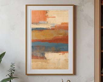Art mural abstrait aux tons ocre - Imprimable moderne bleu rouille beige (Americana)