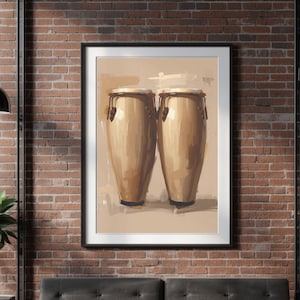 Conga Drum Wall Art, Latin Music Decor, Digital Download