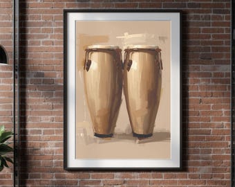 Conga Drum Wall Art, Latin Music Decor, Digital Download