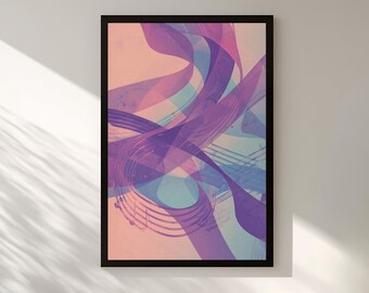 音符のウォールアート、モダンな音楽アート作品、デジタルダウンロード