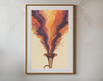 Trumpet Wall Art, Abstract Music Wall Decor, Digital Download
