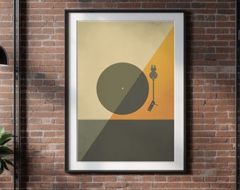 Record Player Wall Art, Mid Century Modern Artwork, Digital Download
