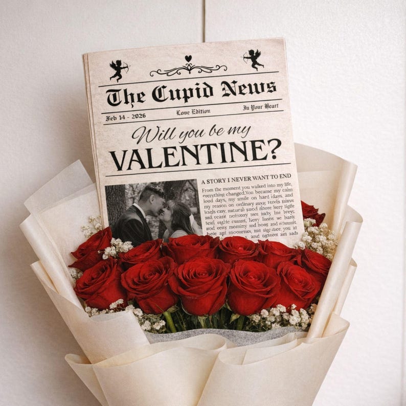 Editable Cupid Newspaper Canva Template | Custom Love Story Gift ...