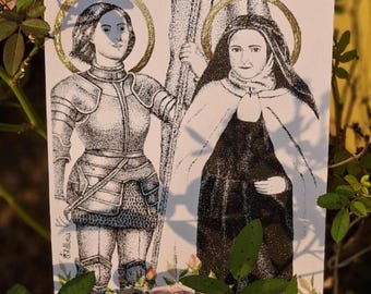 Print A4 de Ste-Thérèse-de-Lisieux & Ste-Jeanne-d'Arc