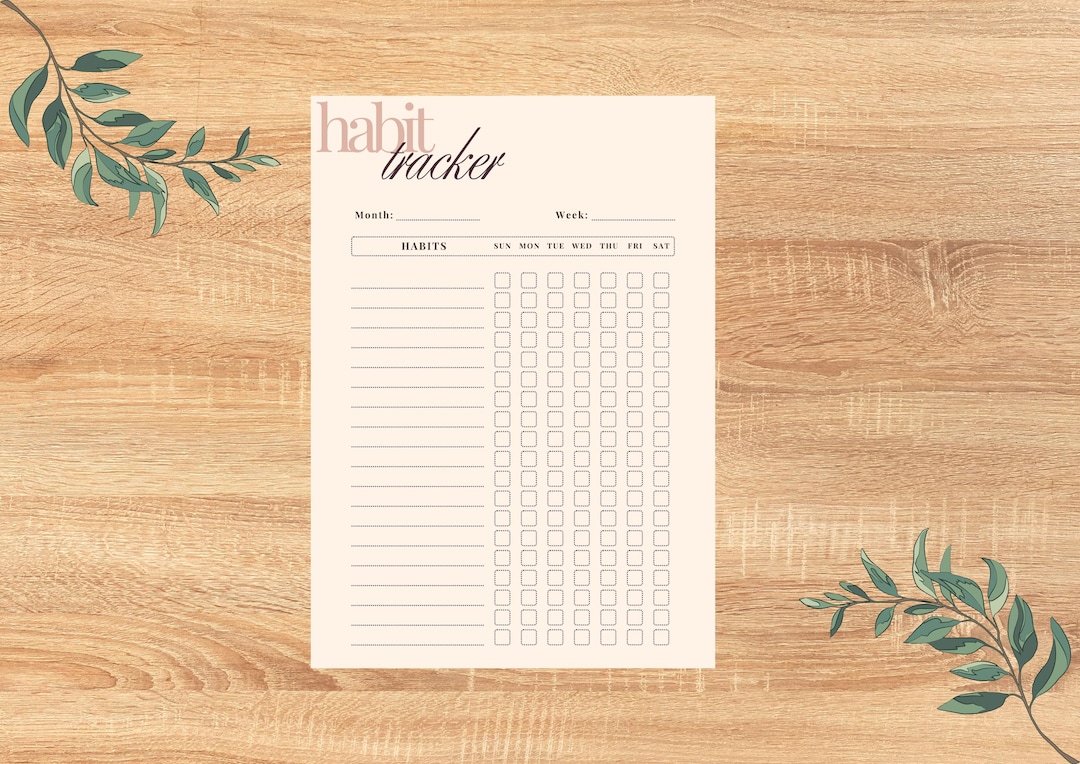 Minimalist Habit Tracker Printable | Weekly & Monthly Habit Goal Chart ...