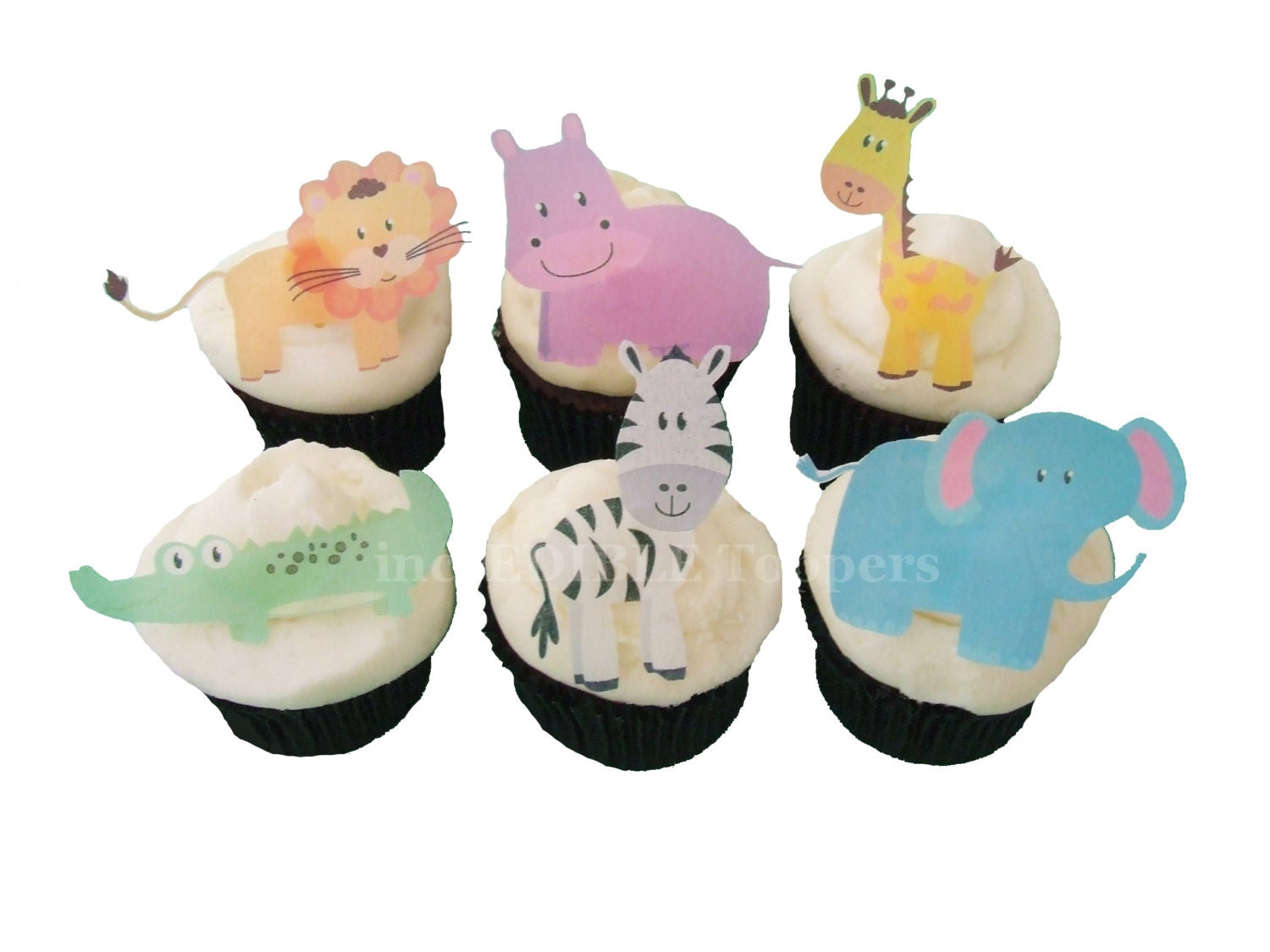 CUPCAKE TOPPERS Edible Zoo Animals 12 Cake Toppers Etsy