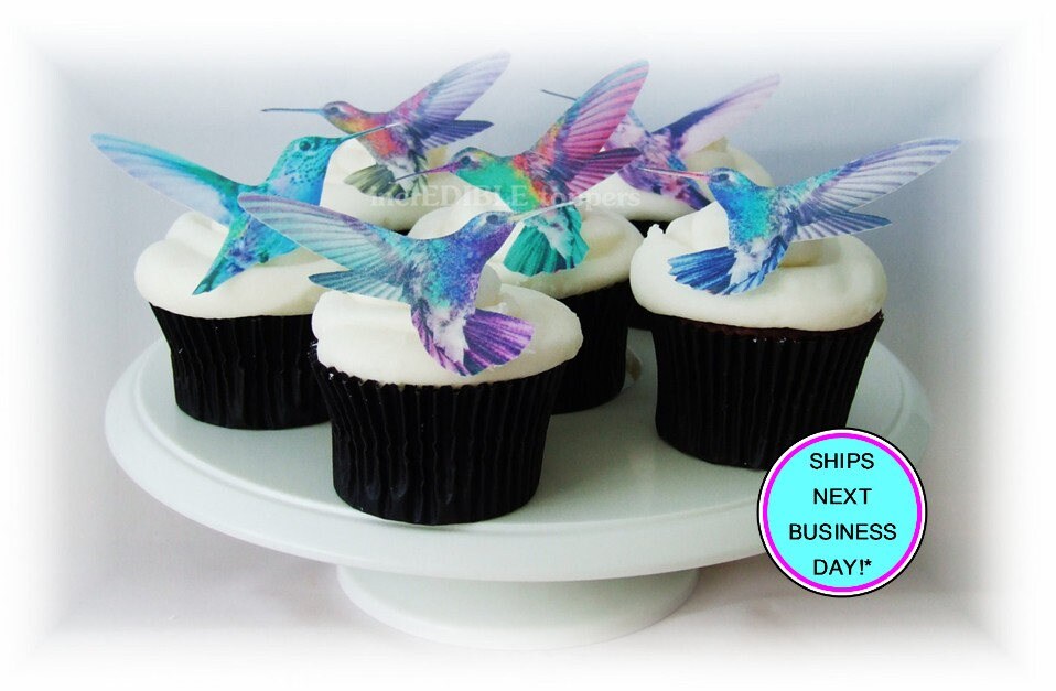 Edible Hummingbird Cake Toppers Cupcake Decorations Wedding Etsy
