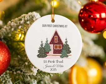 Custom Watercolor House Painting Ornament, Personalized New Home Christmas Ornament, Christmas Photo Gift, Watercolor Photo Ornament