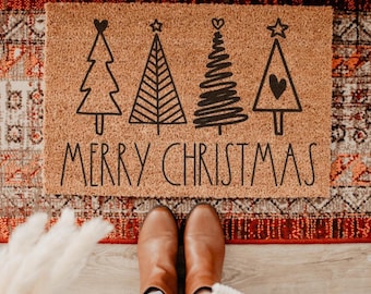 Christmas Tree Coir Doormat: Holiday Welcome Mat