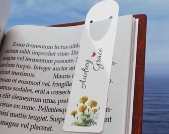 Name Birth Flower Custom Bookmark Personalized, Bonus Mom Stepmom Mother's Day Gift, Cute Birth Month Floral, Book Lovers Gifts Accessories