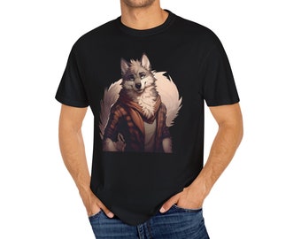 Furry Wolf Comfort Colors Unisex Shirt, Fursona Animal Spirit  T Shirt, Wolf Lovers Gift, Anthropomorphic Wolf Cotton Garment Dyed Tshirt