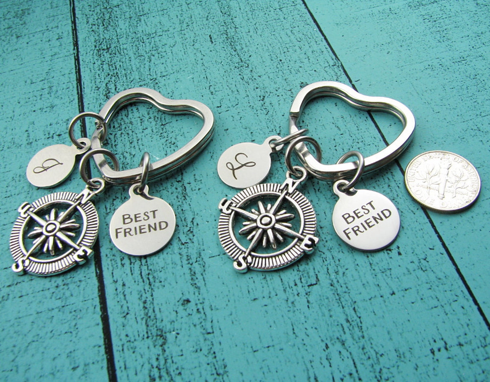 Best Friend Keychain Set of 2 Birthday Gift Long Distance Etsy