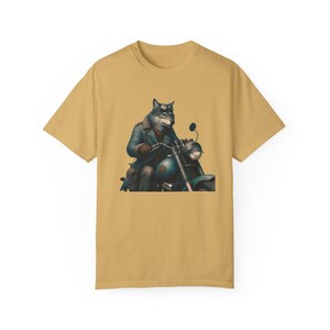 Comfort Colors Biker Wolf Unisex Shirt, Animal Riding Motorbike Garment Dyed, Funny Steampunk T Shirt, Wolf Lover Gift, Fursona Cotton Tee image 6