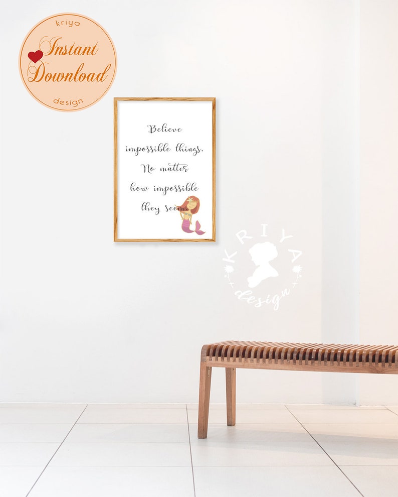 Daughter Nursery Playroom Girl Room Decor Believe Printable Wall Art Positive Affirmation Quote Poster Mermaid Art Manifestation Print
