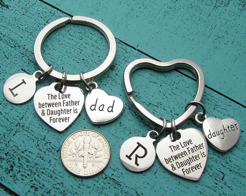 Father Daughter keychain set of 2 Christmas gift for Dad and | Etsy