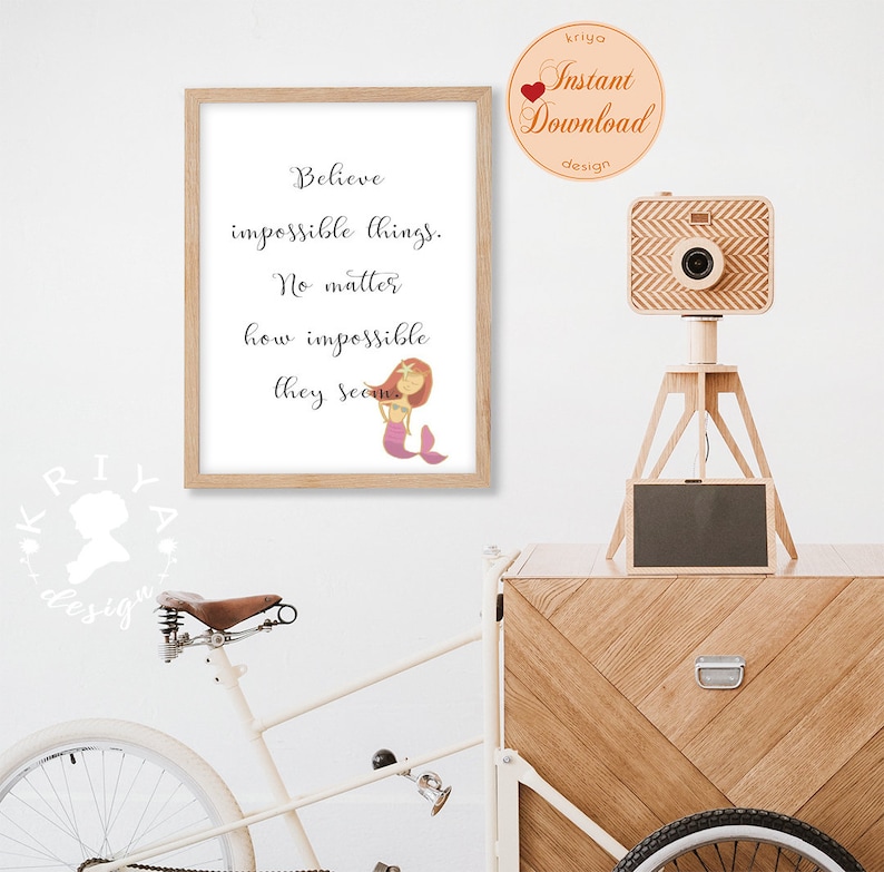 Daughter Nursery Playroom Girl Room Decor Believe Printable Wall Art Positive Affirmation Quote Poster Mermaid Art Manifestation Print