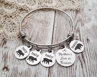 Mama Bear Bracelet, Choose Baby Bear, A Mothers Love is Forever, Message Bracelet, Expecting Mom Gift, New Mom Gift Jewelry, Twin Mom Gift