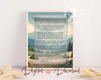 Recovery Gift For Men Women, Poem Sobriety Digital Wall Art, AA NA Addiction Recovery Sober Card, Landscape Printable Download, Sponsor Gift