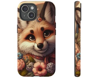 Fox Furry Art Phone Case, Fursona Floral Accessories, Anthropomorphic Animal Tough Case, Unique Phone Cover iPhone Case | Samsung | Pixel