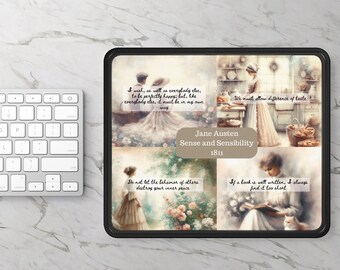 Sense And Sensibility Gift Mouse Pad, S&S Fan Literary Quotes, Bookish Reader, Literature Birthday Gift, Jane Austen Book Lover, Desk Decor