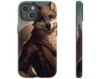 Furry Wolf Art Phone Case, Fursona Accessories, Minimalist Anthropomorphic Animal Case, Gift Men Women, Cover for iPhone | Samsung | Pixel