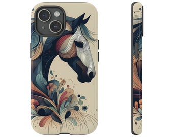 Mid Century Horse Phone Case, Equestrian Cattle Women Western, Horse Rider Owner Gift, Retro Art Case for iPhone | Samsung | Pixel | Animal