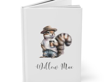 Squirrel Personalized Journal Custom Name, Cute Funny Animal Notebook, Cottagecore Boho, School Work Journaling, Sketchbook Gift Women Teens