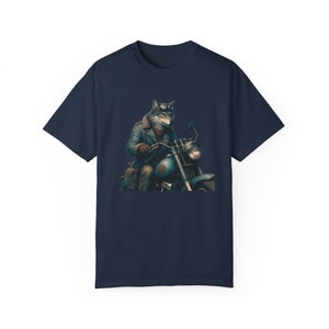 Comfort Colors Biker Wolf Unisex Shirt, Animal Riding Motorbike Garment Dyed, Funny Steampunk T Shirt, Wolf Lover Gift, Fursona Cotton Tee image 2