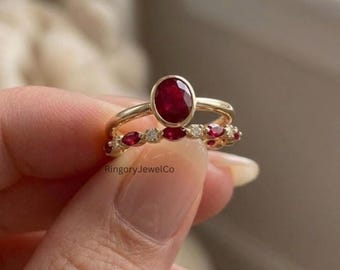 Art Deco 2CT Oval Wedding Ring Set With Lab Grown Diamond in 14K Yellow Gold Solitaire Band Unique Wedding Bridal Jewelry Gift For Women