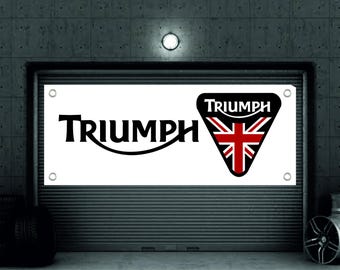 Banner de vinilo con el logotipo de Triumph: decoración para garajes, tiendas o salas de exposición