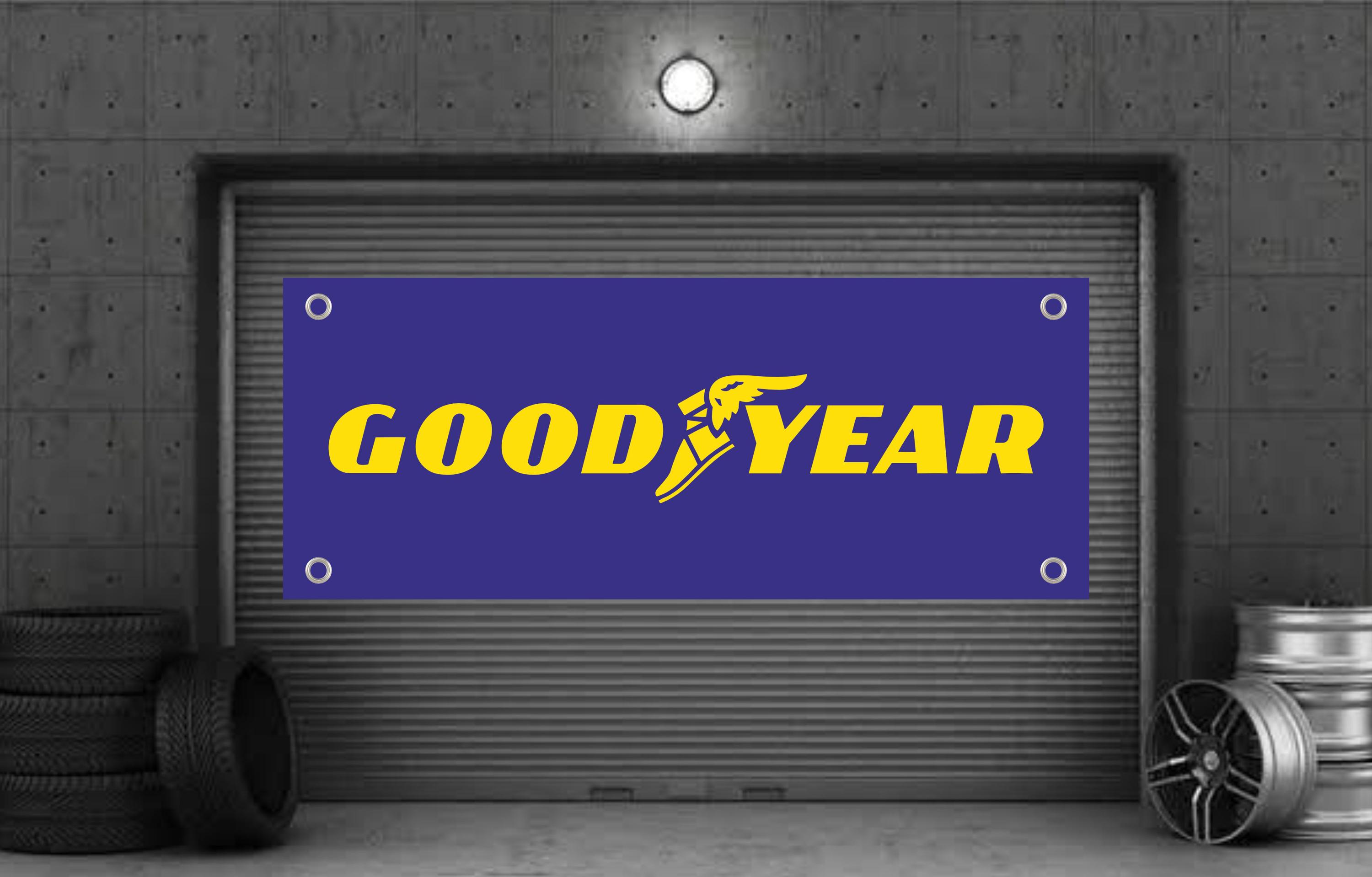 Banderole Publicitaire Goodyear - Panneau PVC - Déco Garage/atelier - Fabriqué En France