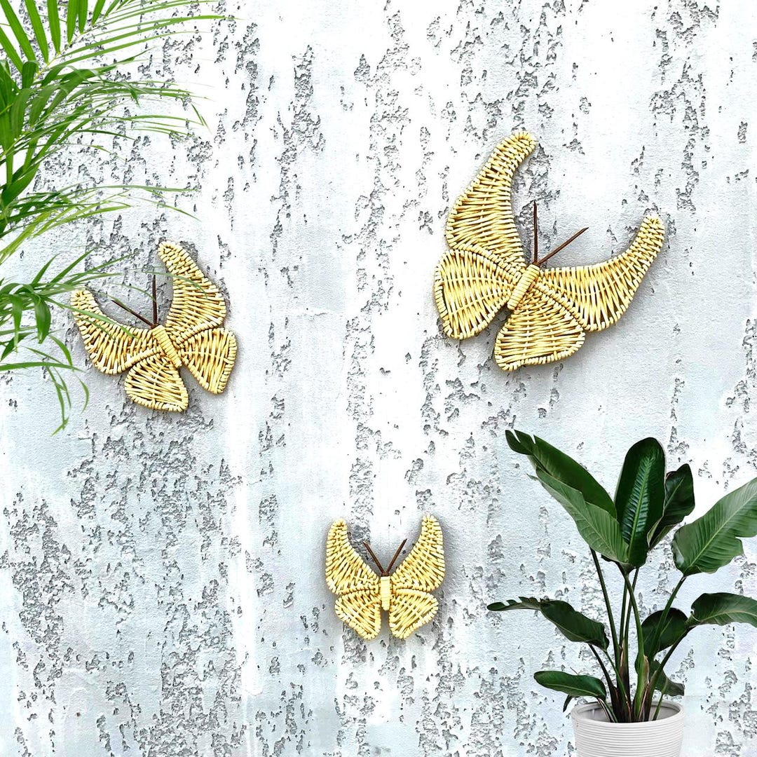 Woven Butterfly Set of 3, Wicker Decals Nursery and Home Wall Decor - Etsy