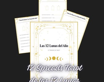 Sprid Tarot 12 fullmånar på året | Utskrivbar PDF | Digital nedladdning
