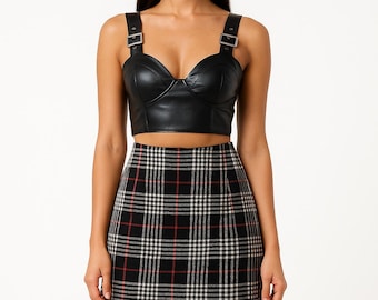 Corsé de cuero negro para mujer, corsé de cuero de vaca, vestido de fiesta, elegante corsé de cuero genuino para mujer, atrevido, elegante y de ajuste perfecto.