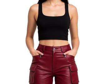Shorts de motociclista de piel de vaca burdeos – Ropa de fiesta gótica