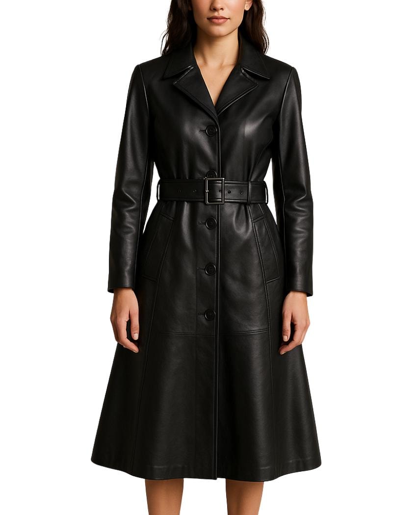 Cow Hide Party Wear - Handmade Black Leather Trench Coat: - Etsy