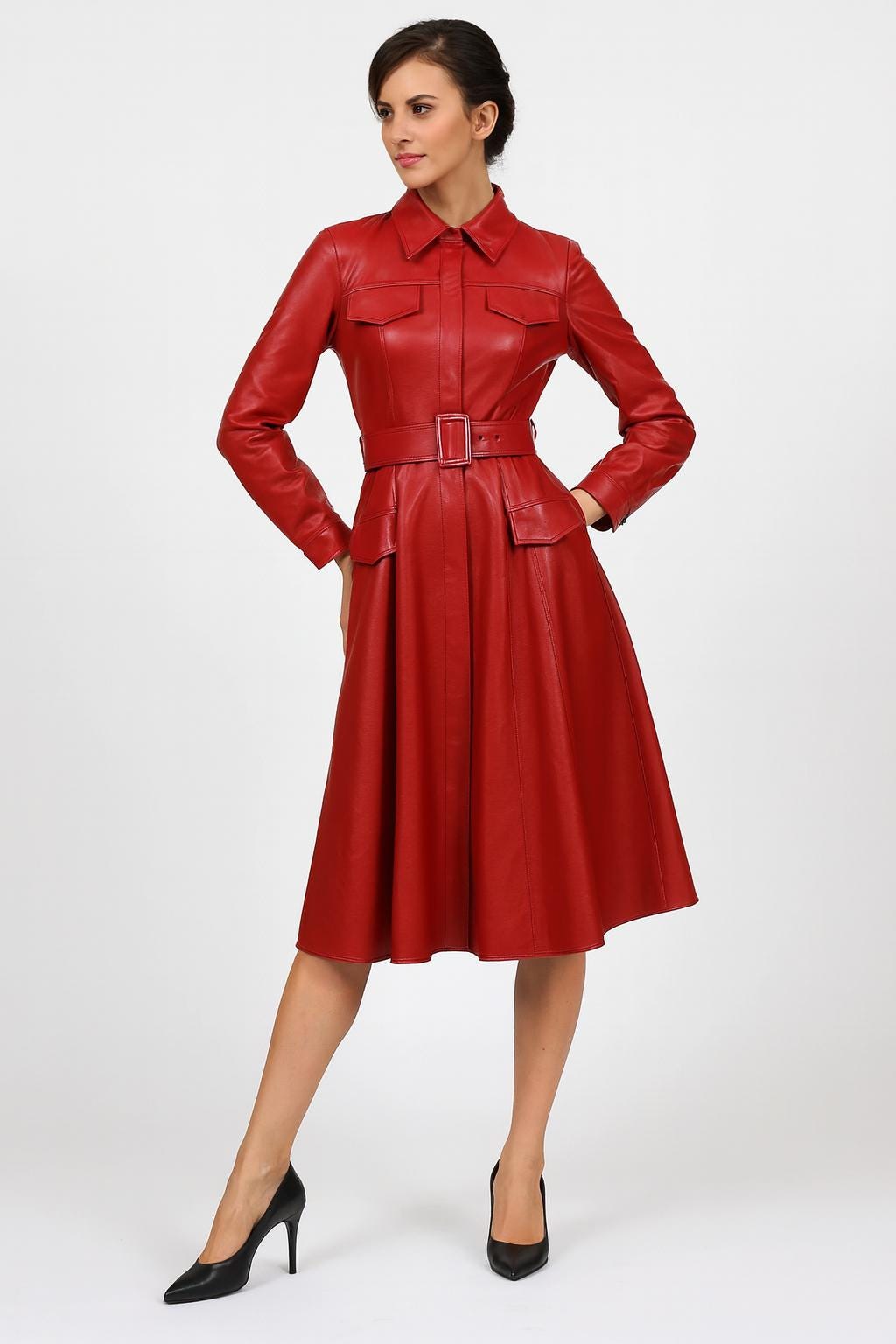 Trench Leather Dress - Etsy