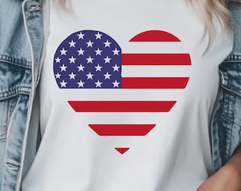 Chemise drapeau américain LOVE, t-shirt patriotique 4 juillet