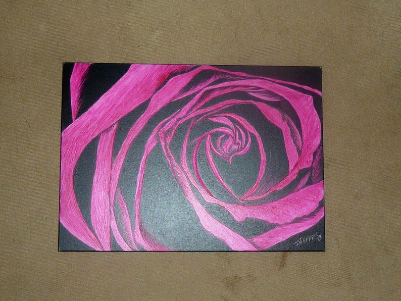 Original Rose Scratchboard Painting Etsy