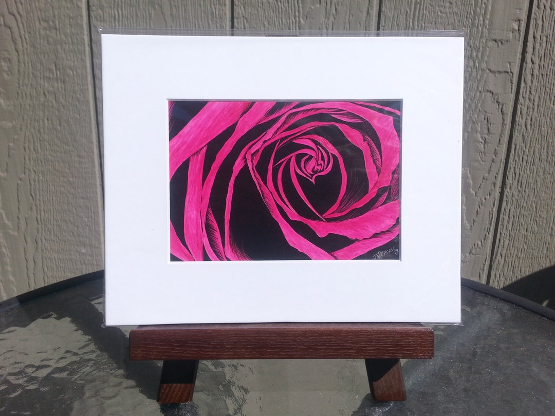 Original Rose Scratchboard Painting Etsy