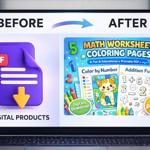 Math Coloring Pages Printable PDF  Fun TRACE & Color Number Worksheets for Kids Preschool  Kindergarten Learning Activity Instant Download